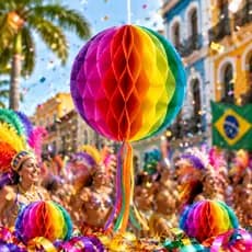 Kit 2 Bolas Sanfonadas Decorativas 25cm Enfeite Festa Colorida Arraial Aniversário Copa