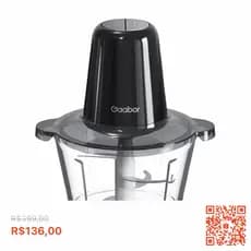 Processador Gaabor 2L 300W - Potência e Praticidade com Lâminas Inox e Copo de Vidro