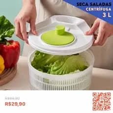 Centrífuga de Salada Manual 3L - Secagem Rápida e Design Compacto