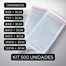 500 Sacos Transparentes com Aba Adesiva para Bijuterias