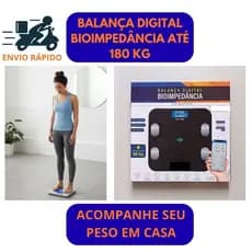 Balança Bio Peso Digital e Gordura Bioimpedância Inteligente até 180kg  Adultos Casa e Academia
