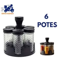 Porta/Guarda Temperos Condimentos 6 Peças Organiza Temperos na Cozinha Uso Doméstico e Profissional