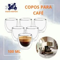 Conjunto Copos Xicara 100ml Parede Dupla Café Chá Cappuccino Bebidas Geladas Casa Cafeteria