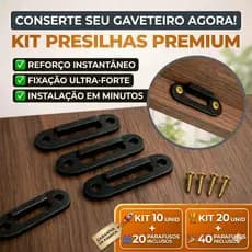 10 Presilhas Reforço Fundo Salva Gaveta + 20 Parafusos – Alta Resistência