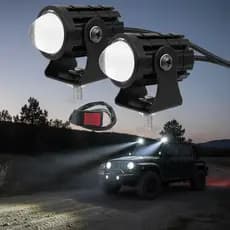 Mini Projetor de Farol LED Dupla Cor 3000K/6000K - Universal para Moto, ATV, Scooter, SUV com Interruptor