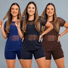 Kit 2 Blusas Feminina Tule Moda Fitnes Academia
