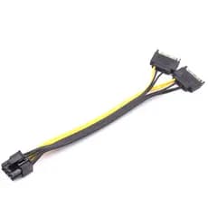 20cm Duplo SATA 15 Pinos A 8 (6 + 2) Cabo De Alimentação PCI-E Y Divisor Cabos De Extensão Para Placa De Vídeo Gráfica