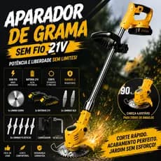 Roçadeira Aparador De Gramas Profissional 21v Duas Baterias 2000W 12000RPM