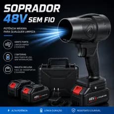 Soprador Turbo Jet Fan Secador Automotivo 2 Baterias 48V com Maleta - Limpeza PC e Churrasqueira