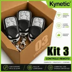 Kit com 3 Controles Remoto Universais para Portão Elétrico e Garagem – Com Chaveiro