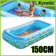 Piscina Inflável Retangular Infantil 3 Anéis – Disponível nos Tamanhos 150cm – Capacidade de 300L – Cores Azul