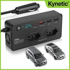 Inversor de Corrente 350W 12V para 110V/220V – 3 Portas USB + 1 Tipo-C – Conversor de Energia para Carro e Viagem