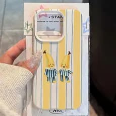Listrado Banana Capinha Capa Coruro Para IPhone 13 11 12 16 15 14 17 Ar Normal Plus Pro Max Caso De Telefone De Couro Fa