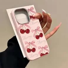 Capinha Estampa De Cerejas Para iPhone 11 12 13 14 15 16 Plus 17 Air Pro Max Capa De Silicone Fofa E Anti-quedas GA142