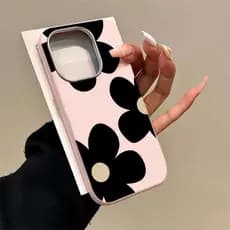 Capinha Florzinhas Pretas Para iPhone 11 12 13 14 15 16 Plus 17 Air Pro Max Capa De Silicone Fofa E Anti-quedas GD032