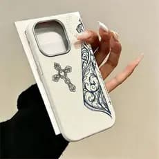 Capinha Nossa Senhora Anti-quedas Com Acabamento Em Couro Capa Para iPhone 11 12 13 14 15 16 Plus 17 Ar Pro Max GA305