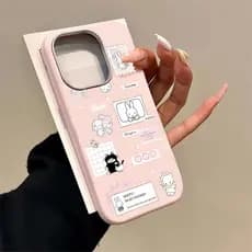 Capa Anti-quedas Fofa Com Acabamento Em Couro Capinha Para iPhone 11 12 13 14 15 16 Plus 17 Ar Pro Max GE062