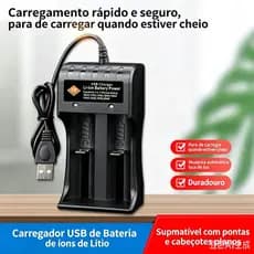 Carregador Universal De Bateria Li-ion Dual Slot USB Compatível Com 18650 16340 18530 Para Controle Brinquedo E Lanterna