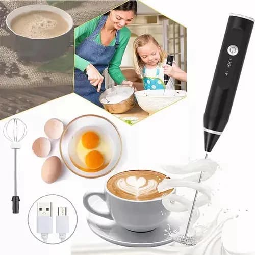 Mini Mixer Misturador Elétrico 2 Em 1 Recarregável Batedor De Ovos Leite Café [POTENTE]