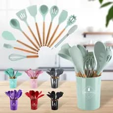 Kit Utensílios De Cozinha Silicone 5/12/19 Peças Antiaderente Completo