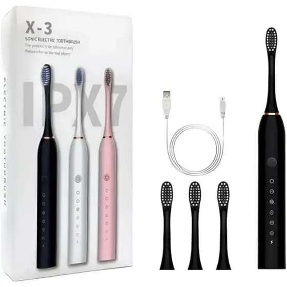 Escova De Dente Elétrica Ultrassônica Recarregável IPX7 + Brinde Refis [BIVOLT]