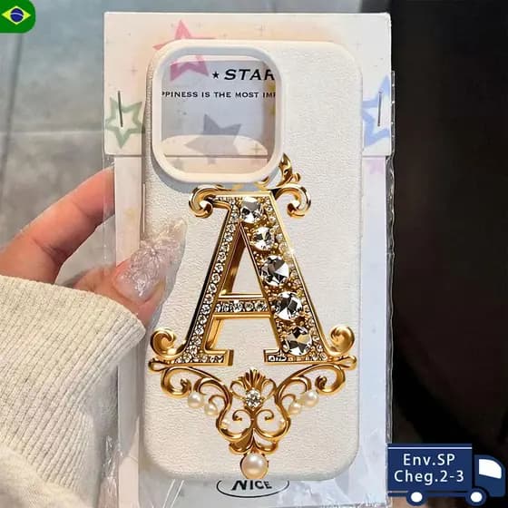 Shockproof Capinha Capa Dura Letra A Para IPhone 13 11 12 16 15 14 17 Ar Normal Plus Pro Max De Telefone De Couro Falso