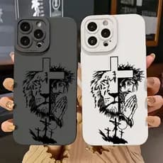 Capinha Capa De Silicone Anti-impacto Jesus E O Leão Para IPhone 7 8 X Xs XR 11 12 13 14 15 16 17 Air Plus Pro Max Norma