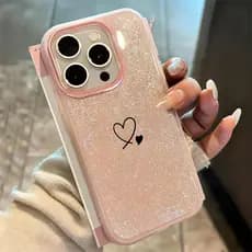 Capa Inclinada De Cores De Amor Para IPhone XR 13 11 12 14 15 16 17 Normal Pro Max Anti-impacto Luxo Glitter Caso De Tel