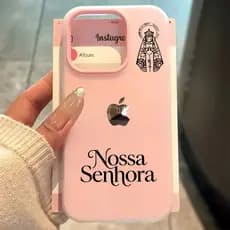 Nossa Senhora Capa Capinha Para iPhone 16 15 14 Plus 13 12 11 17 Air Pro Max Brinde Metal Incluso Sem Ccusto Extra