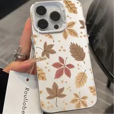 Folhas de Outono Capinha Capa Para iPhone 11 13 X Xr Xs 12 14 15 16 17 Air Pro Max 16 7 8 Plus Normal Anti-Impacto