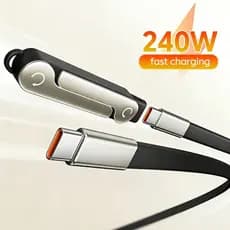 240W 1.5M Type C Para Cabo De Carregamento Rápido Suporte Dobrável Telefone Com Cotovelo iPhone 17 15 16 Pro Max Samsung