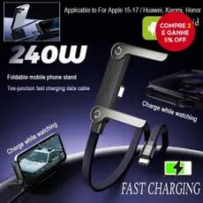 240W 1.5M Type C Para Cabo De Carregamento Rápido 360 Suporte Dobrável De Mesa Iphone17 16 Samsung Moto