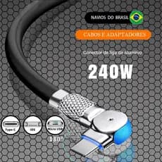 360 ° Cabo De Carregamento Rápido Giratório Tipo C Carregador V8 IOS Para iPhone 240W Silicon Samsung Moto