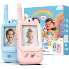 Rádio Infantil Com Chamada De Vídeo-Kit 2 Walkie Talkie (Azul E Rosa)