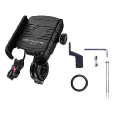 Suporte Celular Base Alumínio Para Moto Com Carregador Turbo