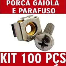 Kit 100 Peças De Porca De Gaiola + Parafuso Para Rack De Telecomunicações