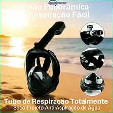 Kit Máscara Mergulho Snorkel Óculos Respirador Profissional Adulto Praia Piscina Ajustável Silicone