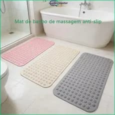 Tapete de massagem para pés de banheiro, ventosa, drenagem rápida antiderrapante-36 x 70 cm
