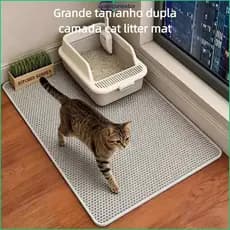 Almofada sanitária super grossa super durável para gatos, 76x61cm, Material EVA, favo de mel, buraco grande, areia caind