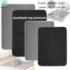 Cat Litter Mat 78x62cm EVA Silicone Double Layer Waterproof Washable Easy Clean Compatible Litter Box
