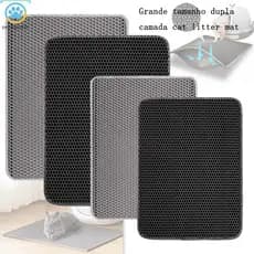 Cat Litter Mat 78x62cm EVA Silicone Double Layer Waterproof Washable Easy Clean Compatible Litter Box