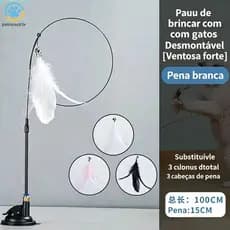 Ventosa de três cores gato provocando brinquedo engraçado vara interativa de alça longa com pena poderosa ventosa