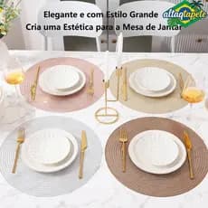 Tapete de prato de jantar de mesa americano conjunto de 3/6 peças redondo Design de moda à prova d'água Anti-escaldante