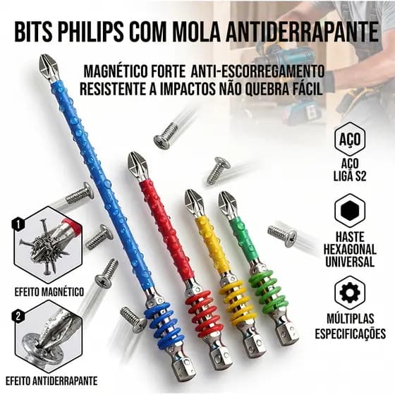 Conjunto de bits de chave de fenda Phillips 4/8, com broca magnética, adequado para furadeira elétrica/chave de fenda, m