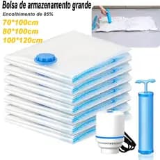 Kit 3/5/10 Saco A Vácuo Grande Organizador Edredom Coberto Mala Roupa De Cama + Bomba