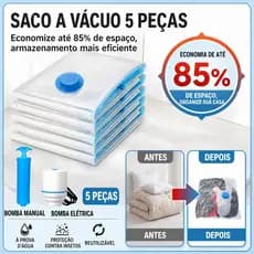 Kit 3/5/10 Saco a Vacuo + Bomba Organização de Roupas Mala Viagem Guarda Roupas