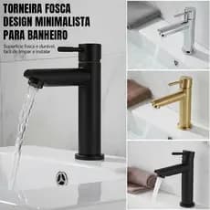 Torneira Lavatório Banheiro Minimalista Fosca 3 Cores Pia Bancada Resistente Fácil Instalação