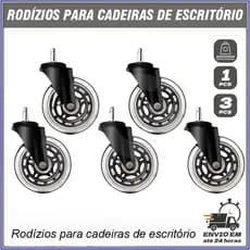 Conjunto de 5 peças de rodas para cadeira de escritório, diâmetro do eixo de 11 mm, antiarranhões, roda universal univer