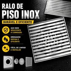 Ralo de Piso Inox 10x10cm com Tampa Removível Anti Odores Anti Insetos para Banheiro e Cozinha