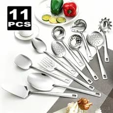Conjunto de cozinha de aço inoxidável de 4/11 peças, conjunto de utensílios de cozinha completo de talheres